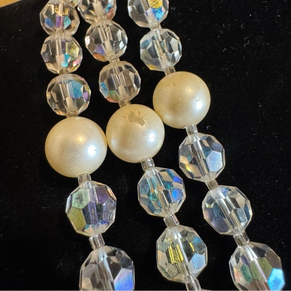 1950s Signed Coro Aurora Borealis Crystal Triple-Strand Necklace - Picture 9 of 15